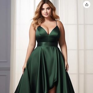 FlyCurvy Green Asymmetrical High-Low Prom Dress NWT 2xl/16